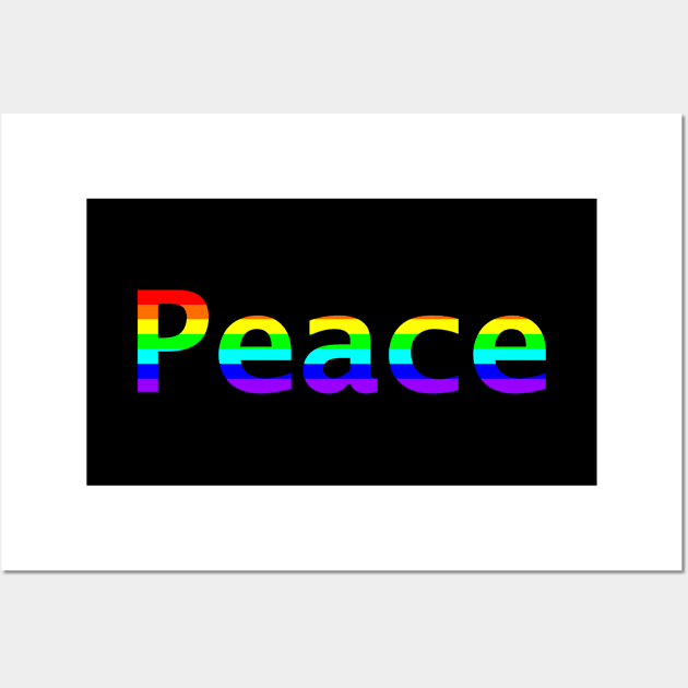 Rainbow Colored Peace Typography Wall Art by ellenhenryart